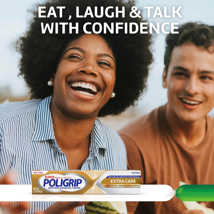 Super Poligrip Extra Care - Crema adhesiva para dentaduras postizas...