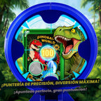 Juego de disparos con dinosaurios, 2 lanzadores de bomba de aire con diversión de apuntar, 3 temas de dinosaurios y 4 puntos de puntuación de objetivo, 24 bolas de espuma, juguete de regalo para niños