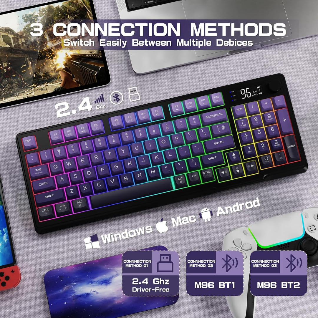 LexonElec M96 - Teclado inalámbrico, perfil bajo, membrana para esc...