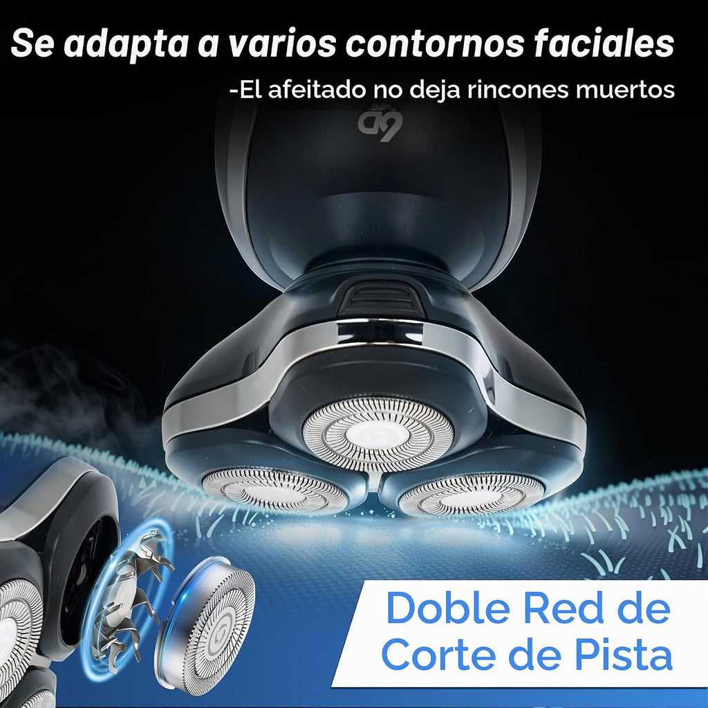 Maquinilla de afeitar eléctrica 4 en 1 para hombres, afeitadora eléctrica de cabeza flotante 6D con alta velocidad de 9,999 RPM, larga duración de 90 minutos, afeitadora eléctrica con pantalla LED