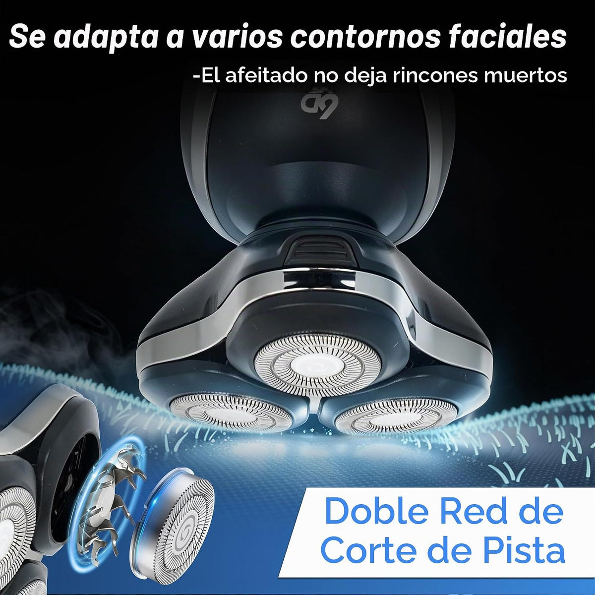 Maquinilla de afeitar eléctrica 4 en 1 para hombres, afeitadora eléctrica de cabeza flotante 6D con alta velocidad de 9,999 RPM, larga duración de 90 minutos, afeitadora eléctrica con pantalla LED