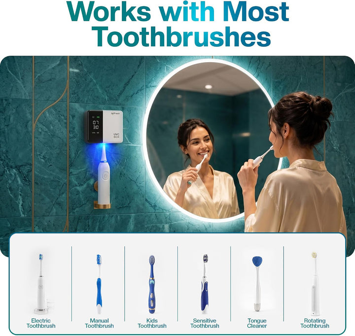 Soporte Desinfectante UV para Cepillo de Dientes y Limpiador con Pa...