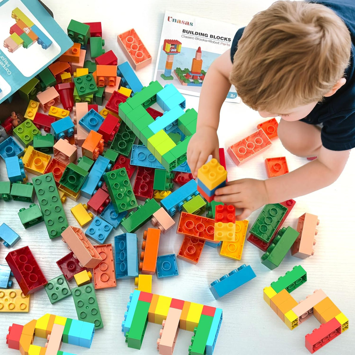 Bloques de construcción para edades de 3 a 8 años, juego de juguetes STEM de 209 piezas