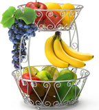 Simple Houseware Cesta de frutas de 2 niveles para encimera, color cromado