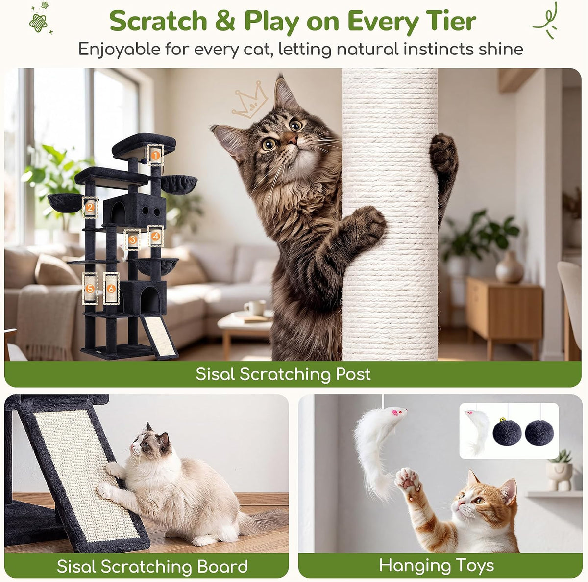 Globlazer Árbol para gatos Maine Coon extragrande de 83 pulgadas, F83J