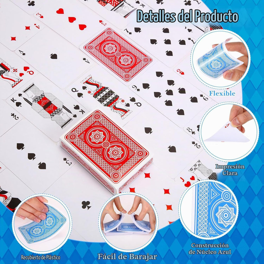 Zubebe Paquete de 48 barajas de cartas a granel, rojo y azul, clásico