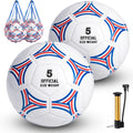 Paquete de 2 pelotas de fútbol tamaño 5, juego de pelota de fútbol con 2 bolsas, 1 bomba y 2 agujas, regalos de pelota de fútbol para niños, adolescentes, pelota de tamaño oficial