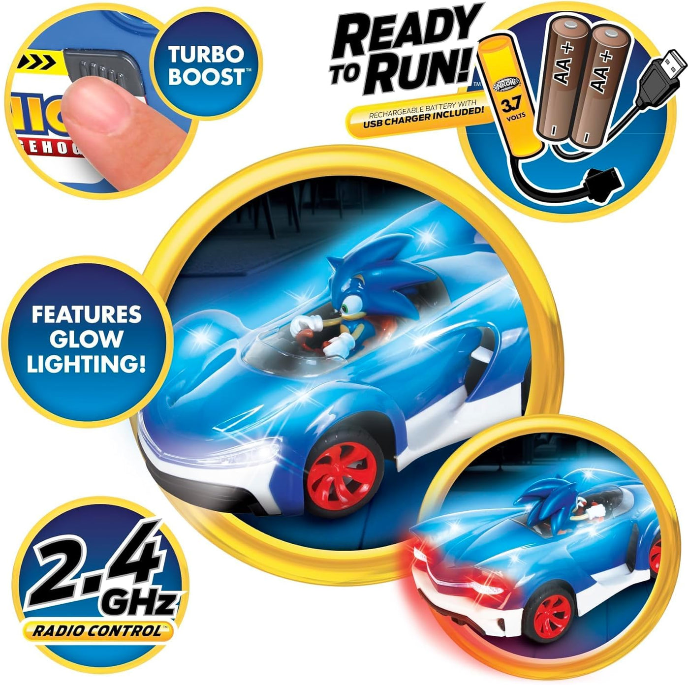 NKOK Team Sonic Racing R\/C Ready to Run Sonic Glow Racer con Turbo...