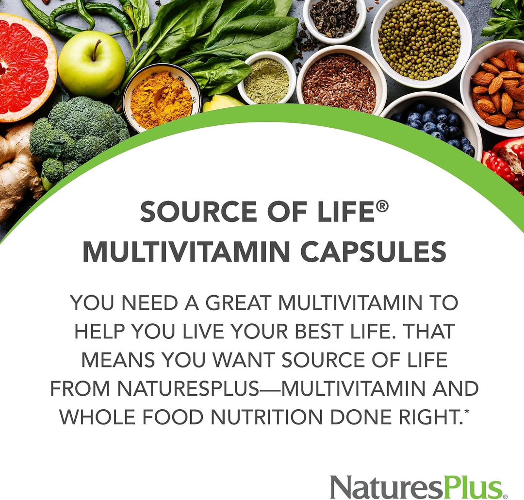 NaturesPlus Source of Life - 180 cápsulas - Suplemento multivitamín...
