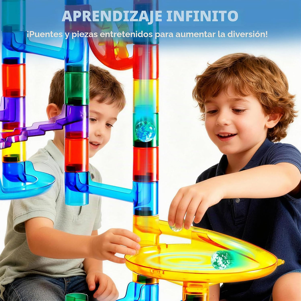 JOYIN 150 piezas de bloques de construcción de bloques de construcción con 5 canicas de vidrio que brillan en la oscuridad, juguete educativo STEM de bloques de construcción, regalos de cumpleaños, rellenos de cesta de Pascua