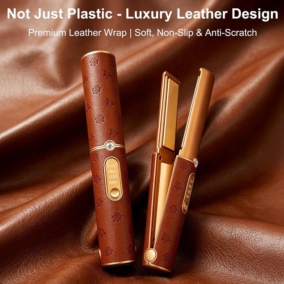 HUAJUN Cordless Mini Travel Titanium Hair Straightener Curler Flat...