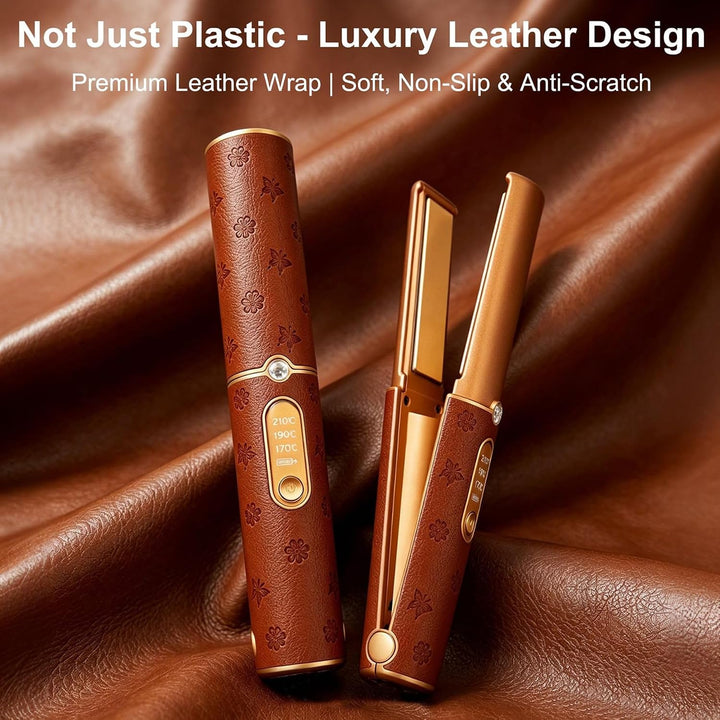 HUAJUN Cordless Mini Travel Titanium Hair Straightener Curler Flat...