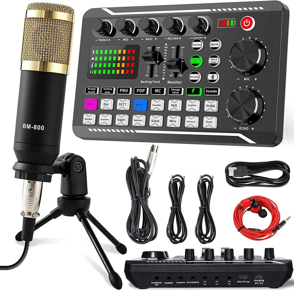 F998 Podcast Equipment Bundle, SINWE Condenser Microphone with Audio, Livestream Microphone Set