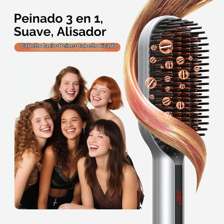 StyleFi Cepillo alisador de cabello de plasma, peine alisador iónic...