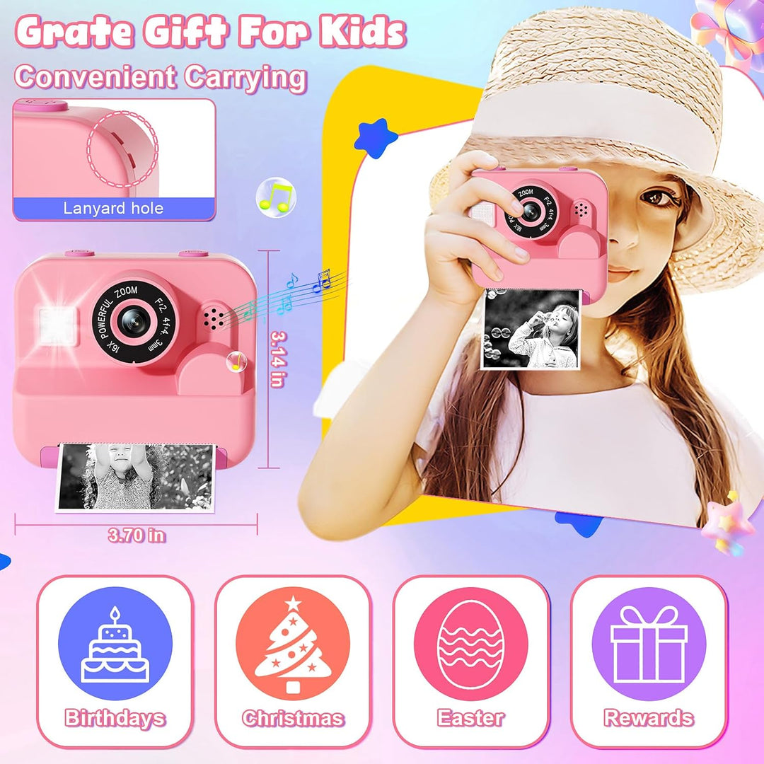 Cámara para niños con impresión instantánea, cámara digital de vide...