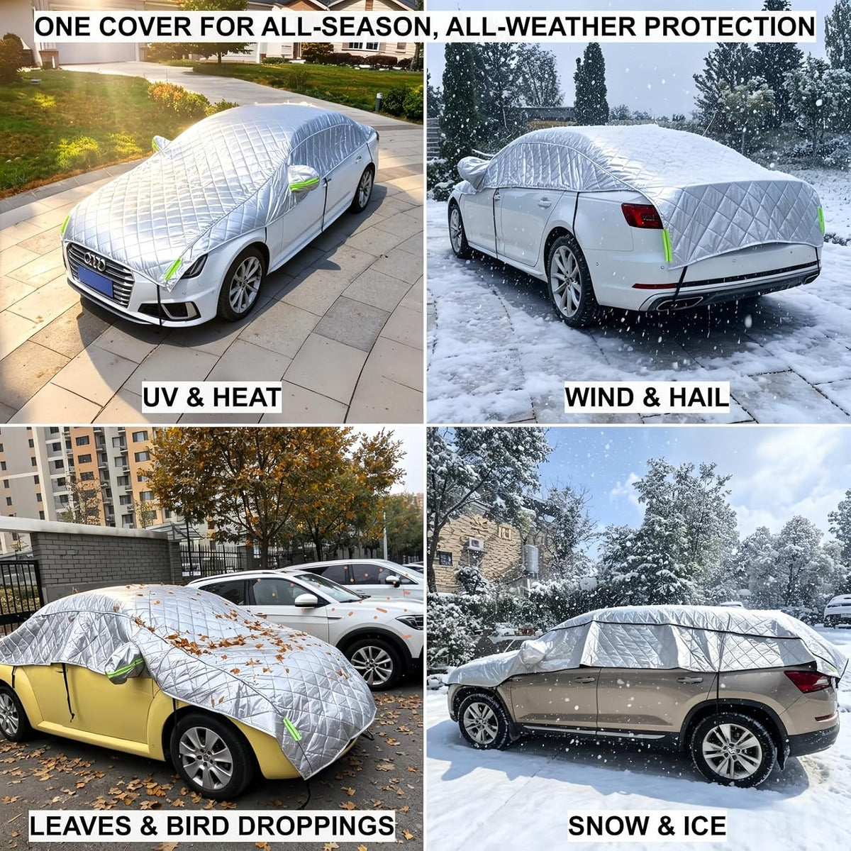 Funda acolchada para la mitad del coche, protector contra el sol y el sol