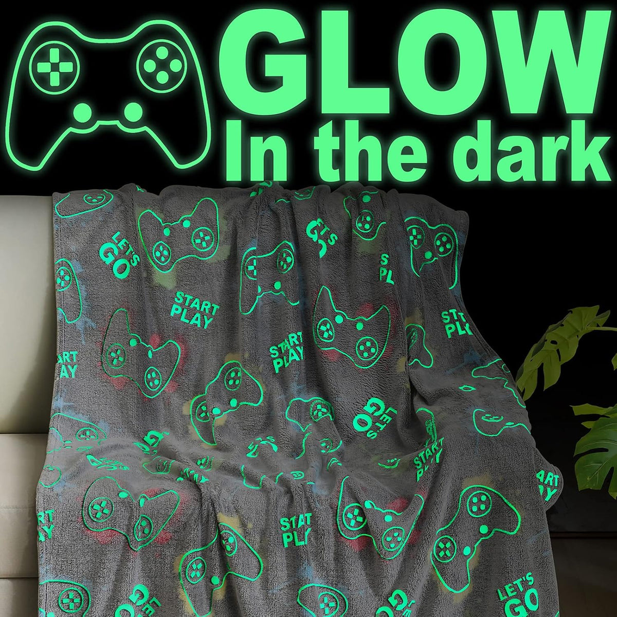 Jekeno Manta para Juegos que Brilla en la Oscuridad, Manta de Tiro...