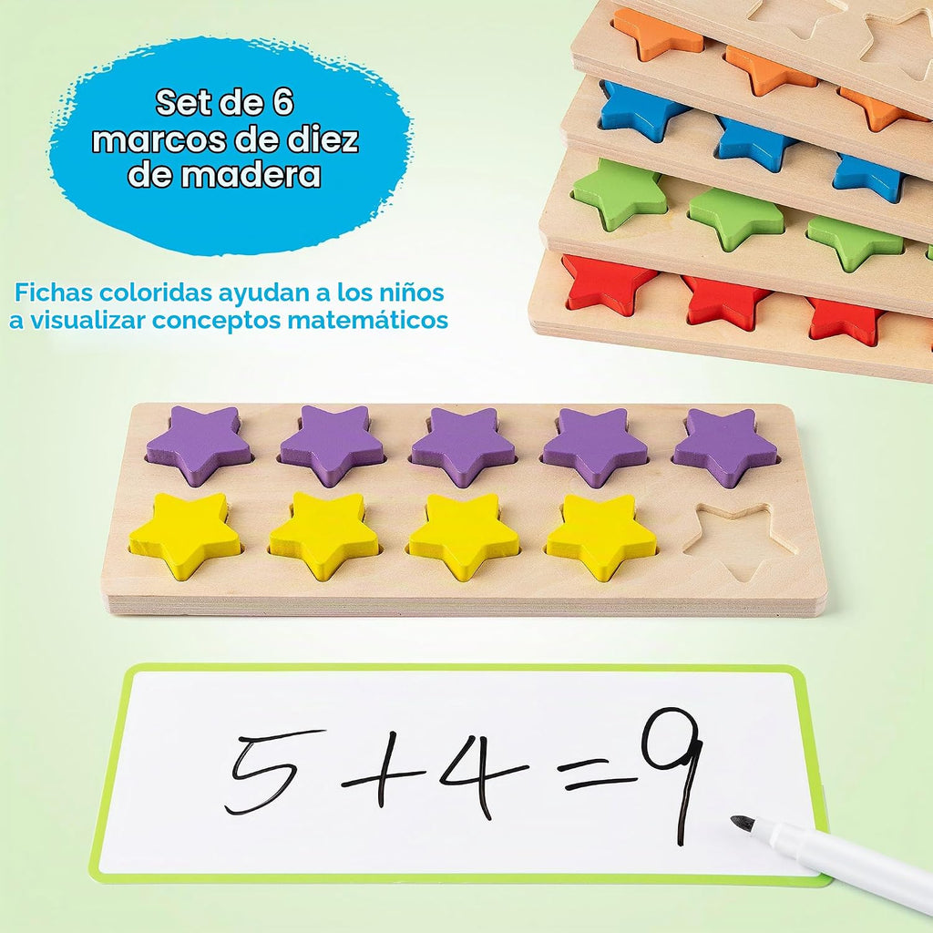 Juego de diez marcos de madera manipuladores matemáticos para