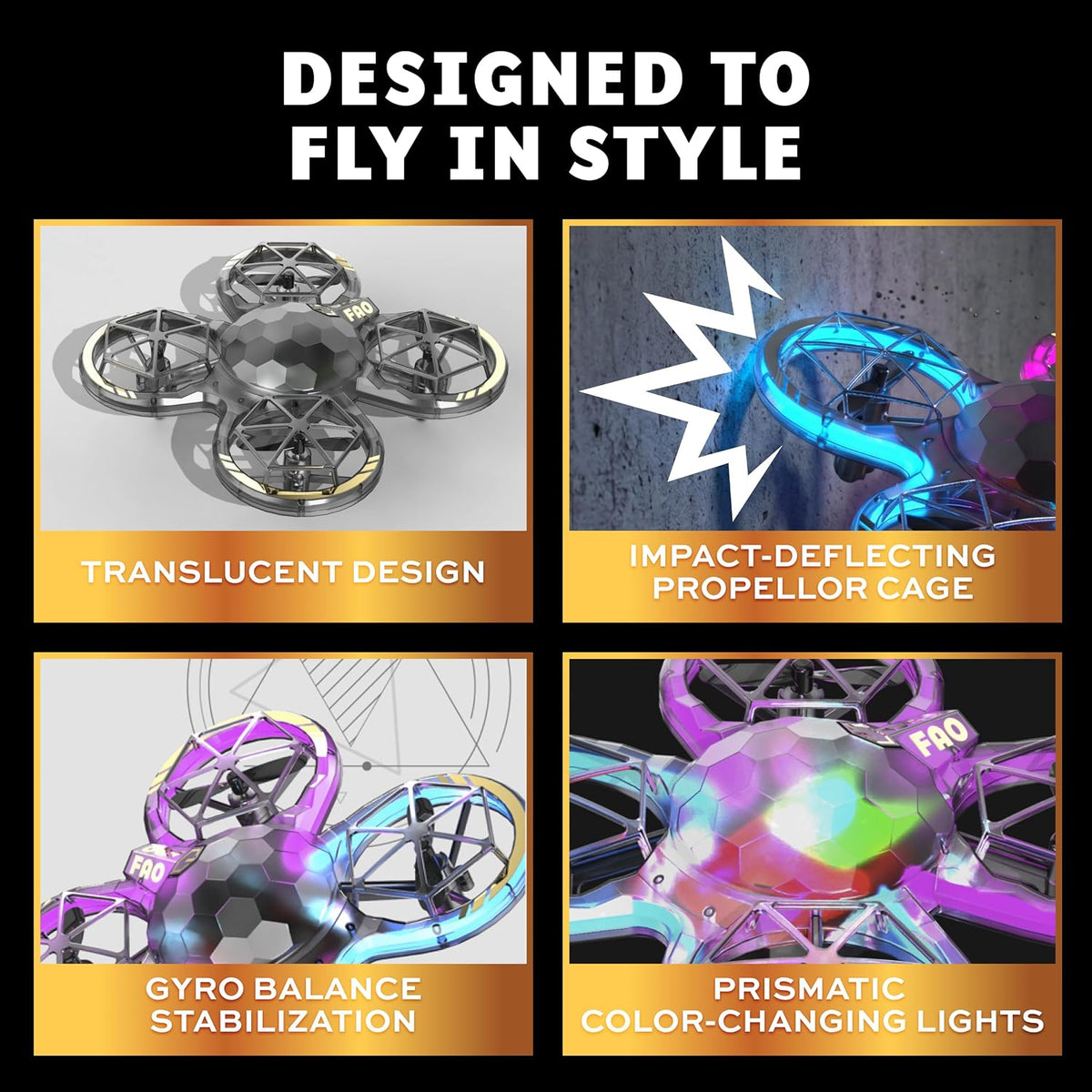 FAO Schwarz Disco Lightshow RC Drone para niños, volante de acrobacias con