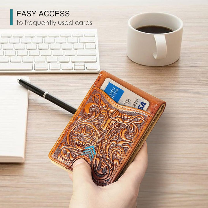 Cartera Pefiam de cuero de grano completo para hombres - Cartera bi...