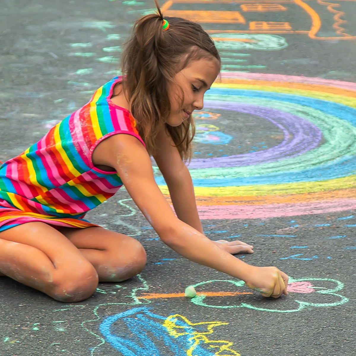 280 tizas para acera en 24 colores: tizas lavables Jumbo para niños