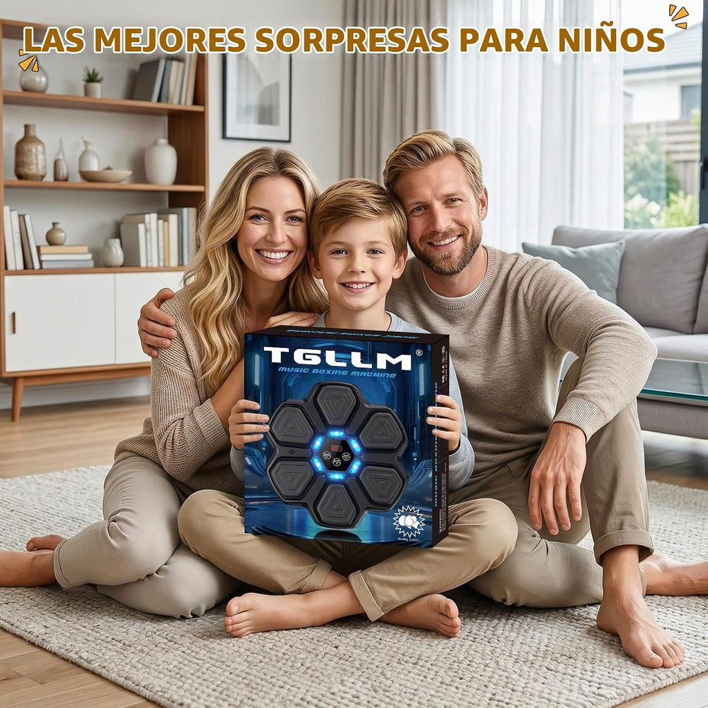 Máquina de boxeo musical para niños, entrenador de boxeo Bluetooth montado en la pared con guantes de boxeo, ideas de juguetes de boxeo para niños y niñas de 3, 4, 5, 6, 7, 8, 9, 10, 11, 12 años
