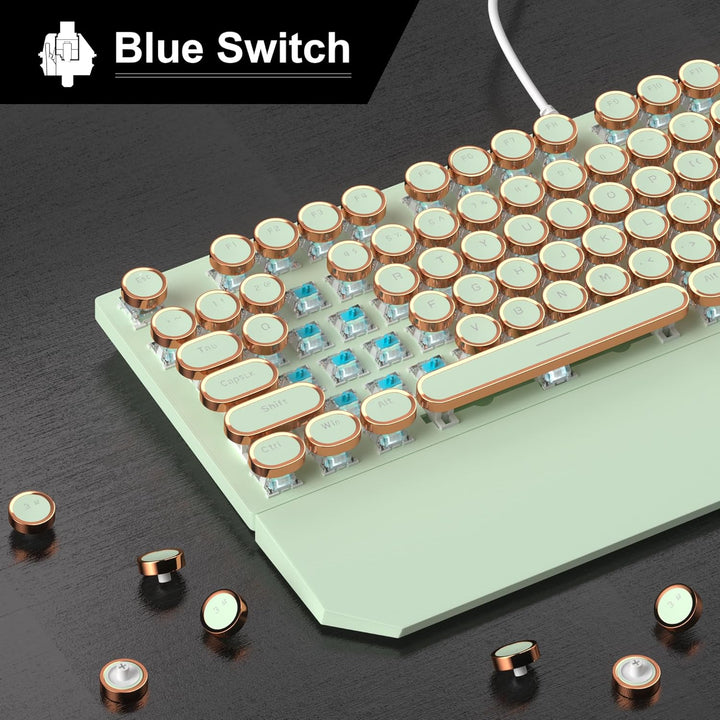Camiysn Teclado Mecánico para Juegos Estilo Máquina de Escribir, Te...