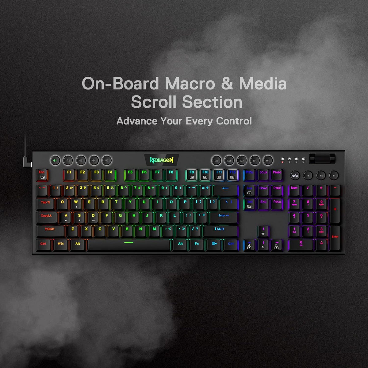 Redragon Teclado mecánico K619 Horus RGB, teclado para juegos con c...