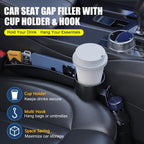 Juego de 2 piezas para llenar el vacío entre el bloqueador de asiento para evitar que los artículos se caigan, gancho multifuncional 4 en 1 para portavasos de agua, almacenamiento de gran capacidad