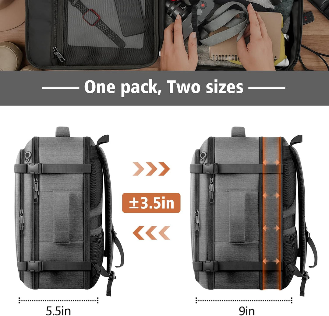 Mochila de mano espaciosa, mochila de viaje expandible de gran capa...