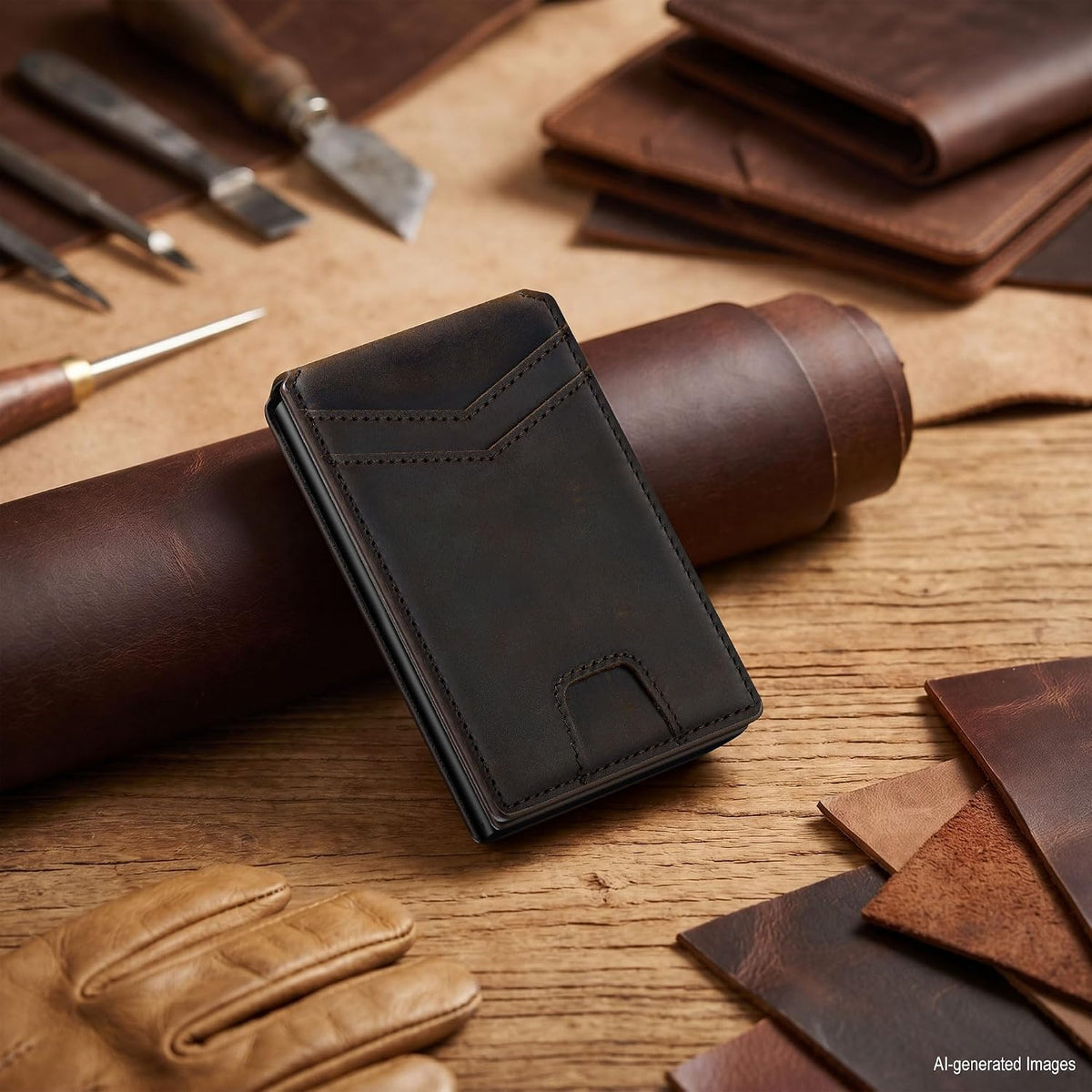 Genuine Leather Wallet para Men: Smart Pop Up Wallets Magnetic Money Clip