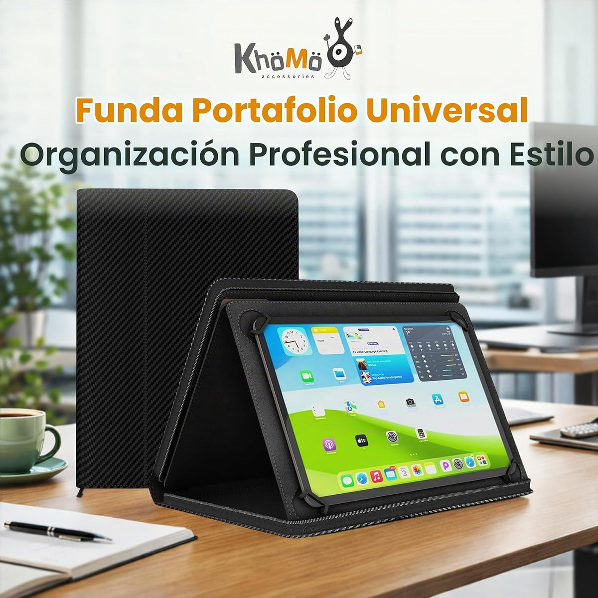 Funda universal Padfolio – Organizador de tablet con soporte para bloc de notas – Compatible con iPad 10ª 11ª generación, iPad Pro 11, iPad 7 8 9 10.2 10.9 y 9.7 pulgadas