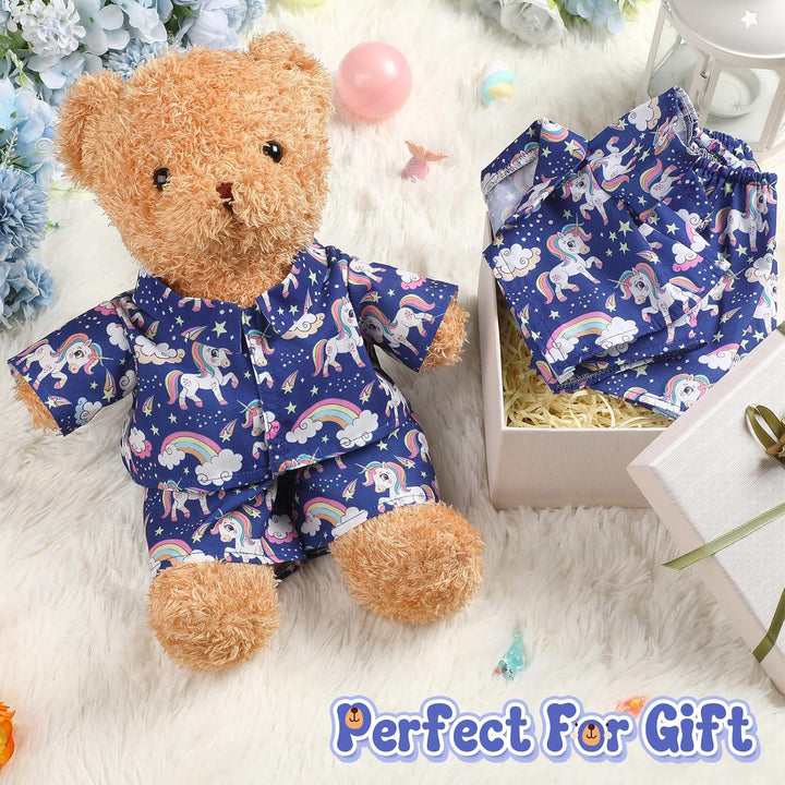 Litherr S 2 juegos de pijamas de oso de peluche azul y
