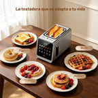 Tostadora inteligente 2 rebanadas, ranuras anchas de la tostadora del acero