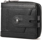 BULLCAPTAIN Billetera de cuero genuino para hombre con cremallera,...