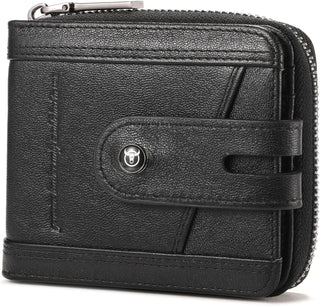BULLCAPTAIN Billetera de cuero genuino para hombre con cremallera,...