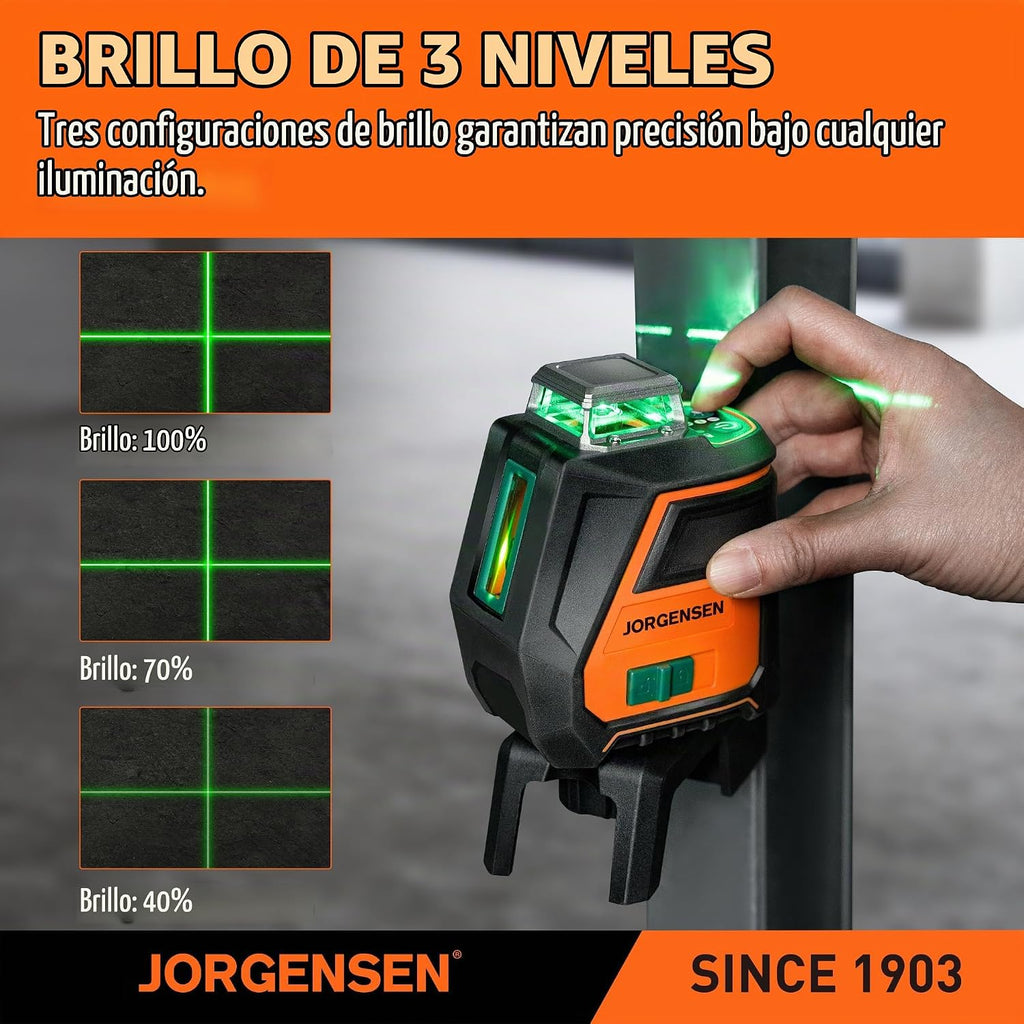 JORGENSEN Nivel láser de 360° con trípode, nivel láser recargable de 100 pies