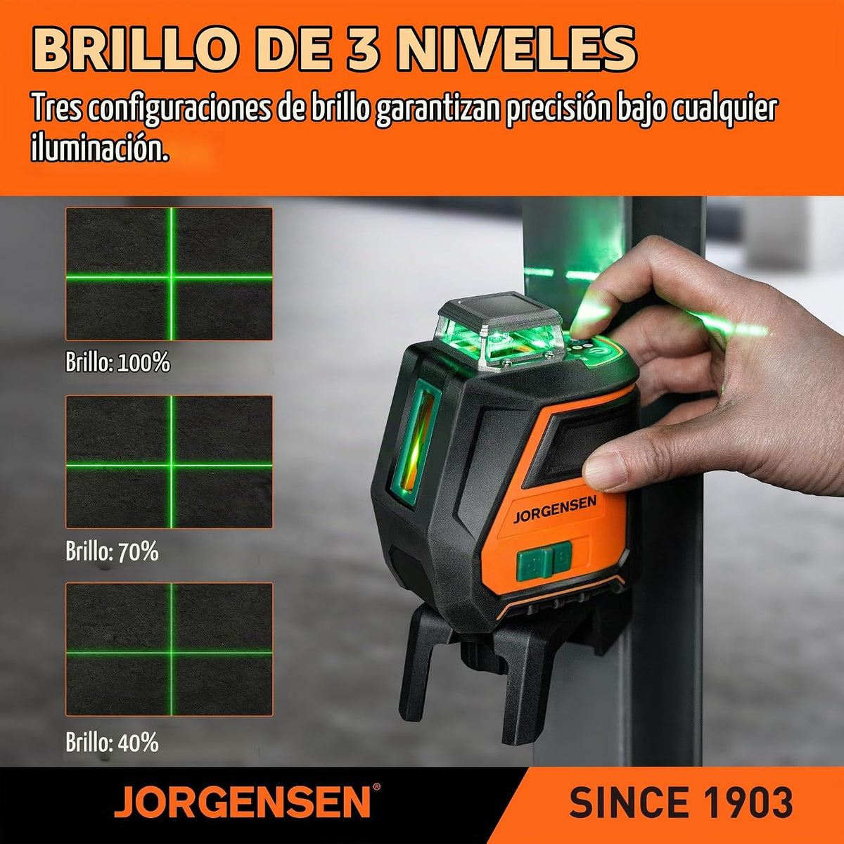 JORGENSEN Nivel láser de 360° con trípode, nivel láser recargable de 100 pies