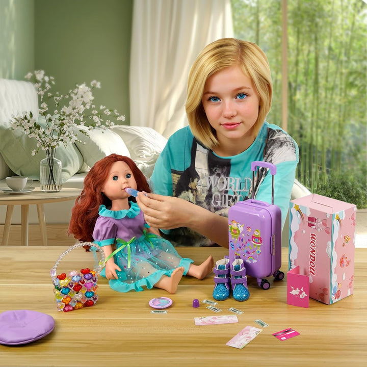 WONDOLL Ropa y accesorios para muñecas de 18 pulgadas, equipaje de...