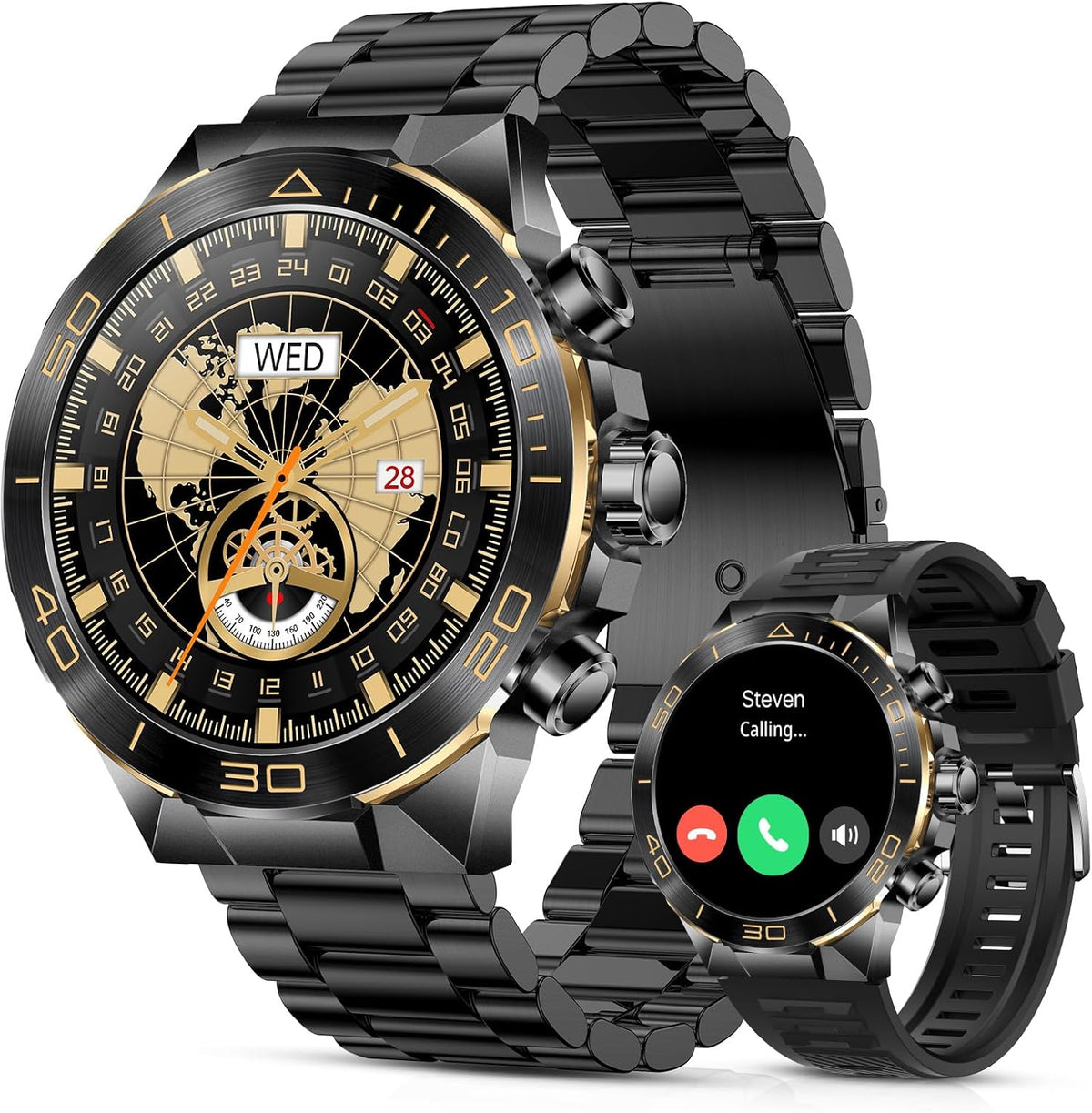 SOUYIE Reloj inteligente de lujo para hombres Bluetooth llamada, 1.43