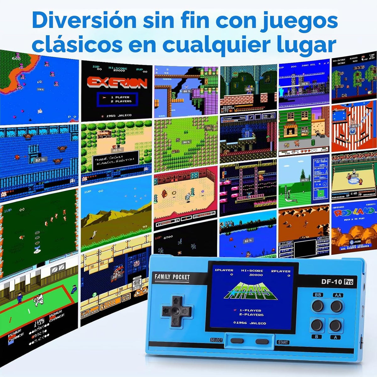 Juego de mano para niños, 10 juegos clásicos retro precargados, pantalla IPS de 3.0 pulgadas, dispositivo de juego portátil, reproductor de videojuegos recargable, mini juguete electrónico de viaje de