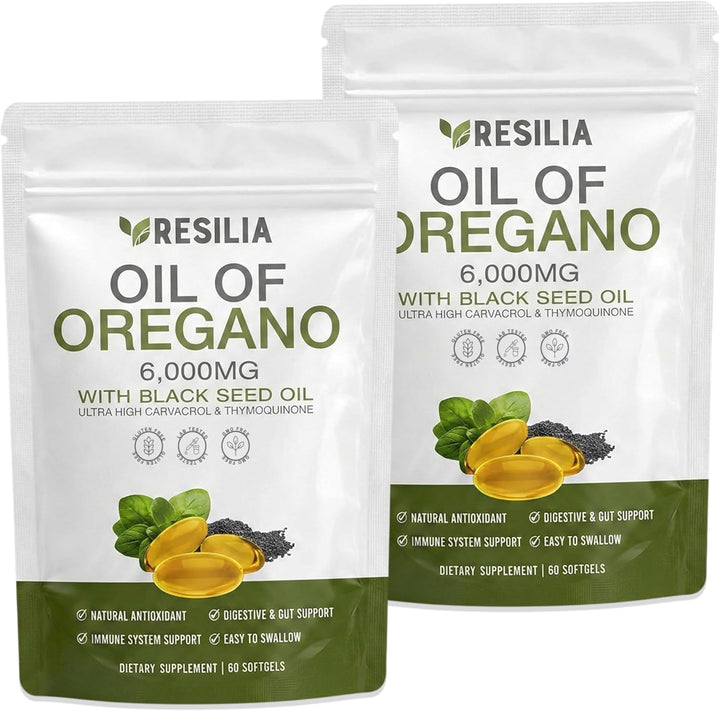 Resilia Oil Of Oregano Cápsulas blandas con aceite de semilla negra...