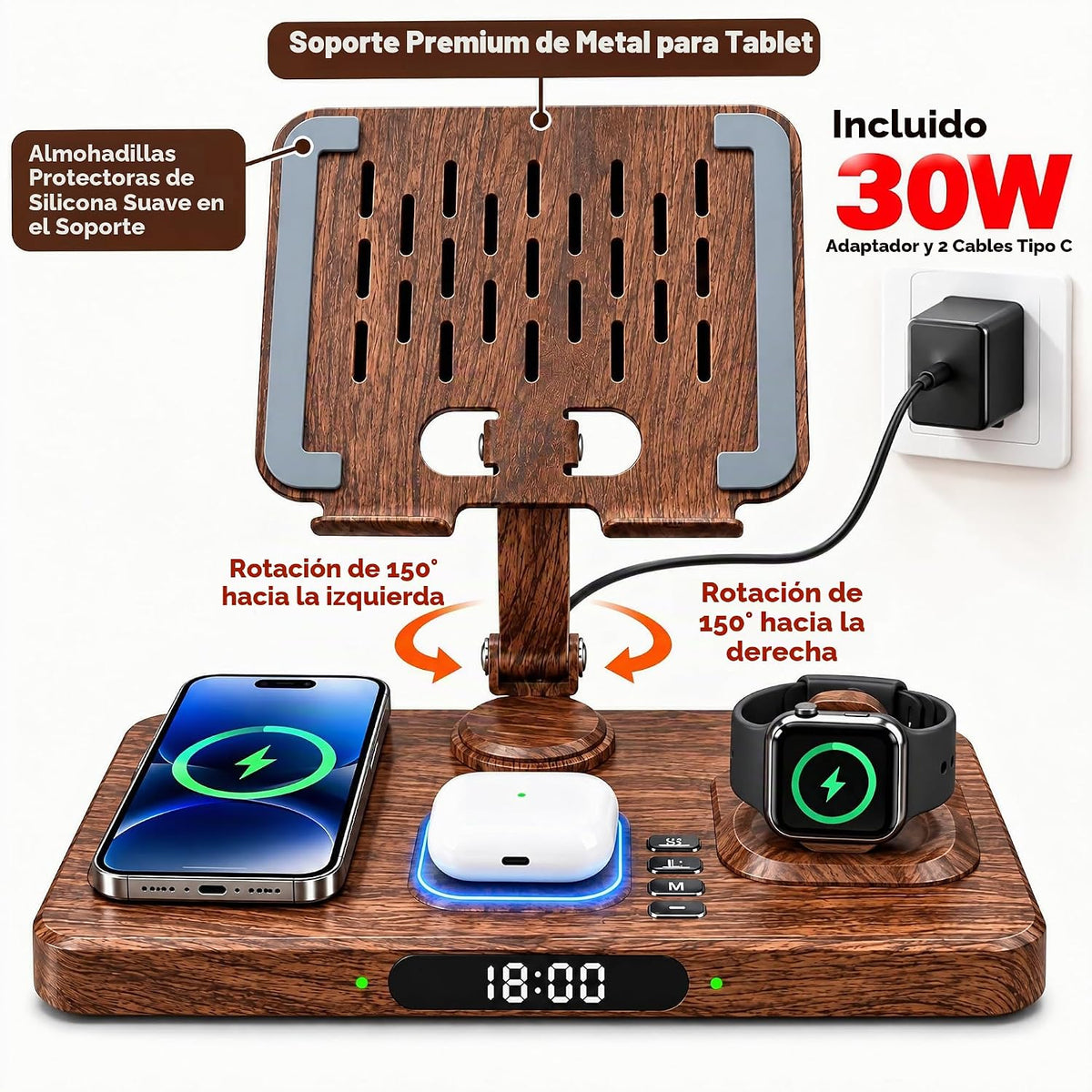 Estación de carga inalámbrica para dispositivos Apple, solo para carga de