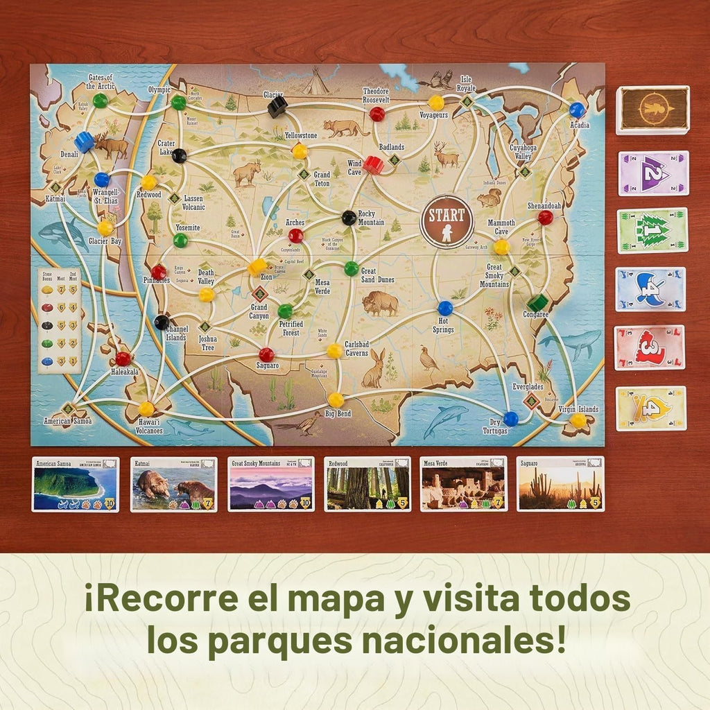 Underdog Games Trekking The National Parks - Juego de mesa familiar galardonado para niños de 12 años en adelante, fácil de aprender, actividades divertidas para 1 a 5 jugadores, ideal para vinculación familiar y para amantes de los parques nacionales