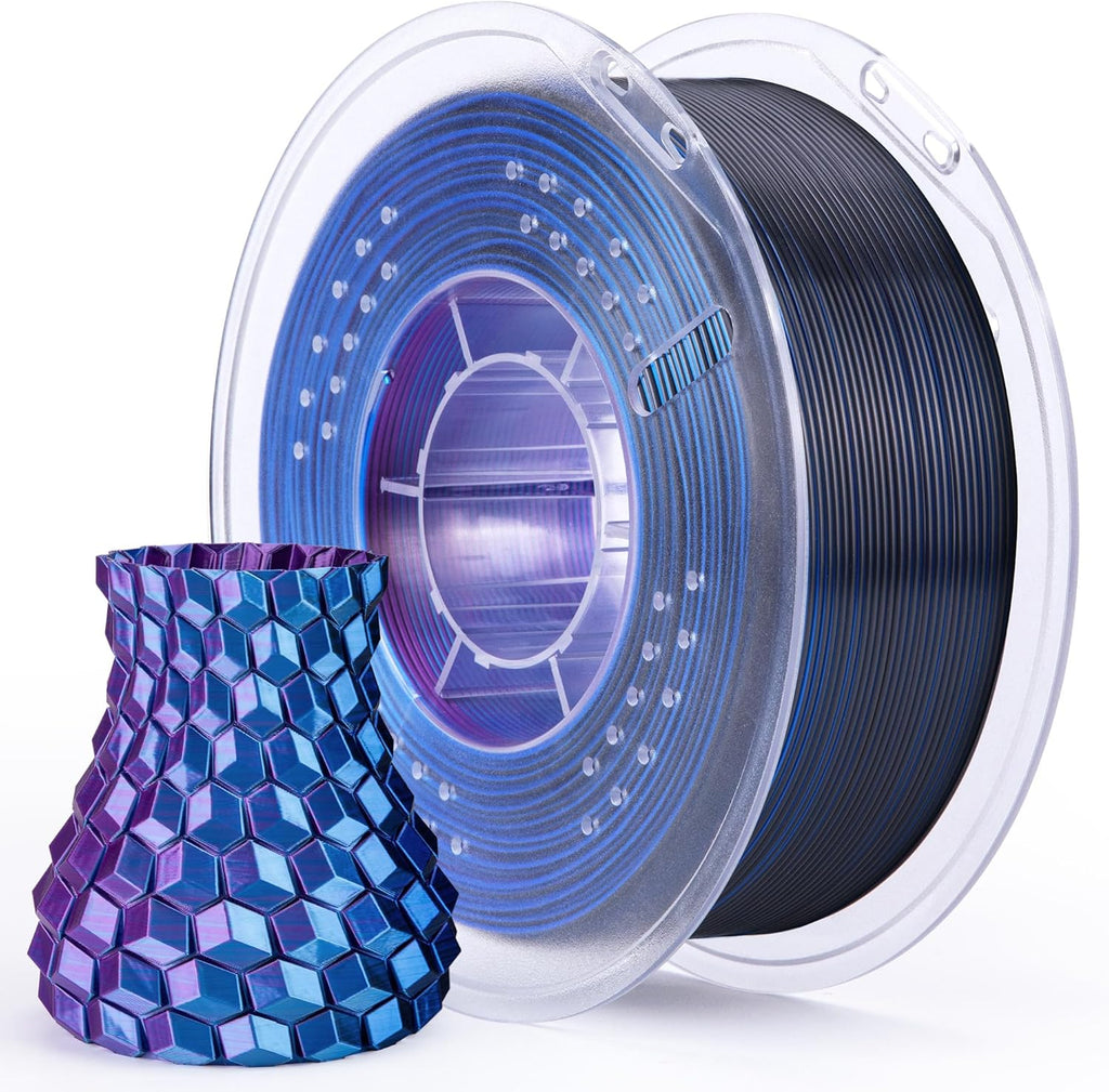 ELEGOO Filamento PLA de seda triple colores azul, morado, negro, 0....
