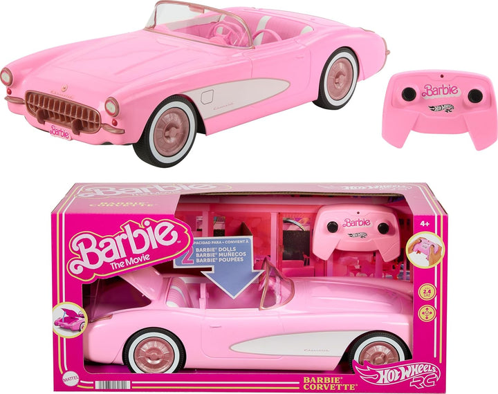 Barbie Hot Wheels RC Corvette from The Movie, auto de juguete con c...