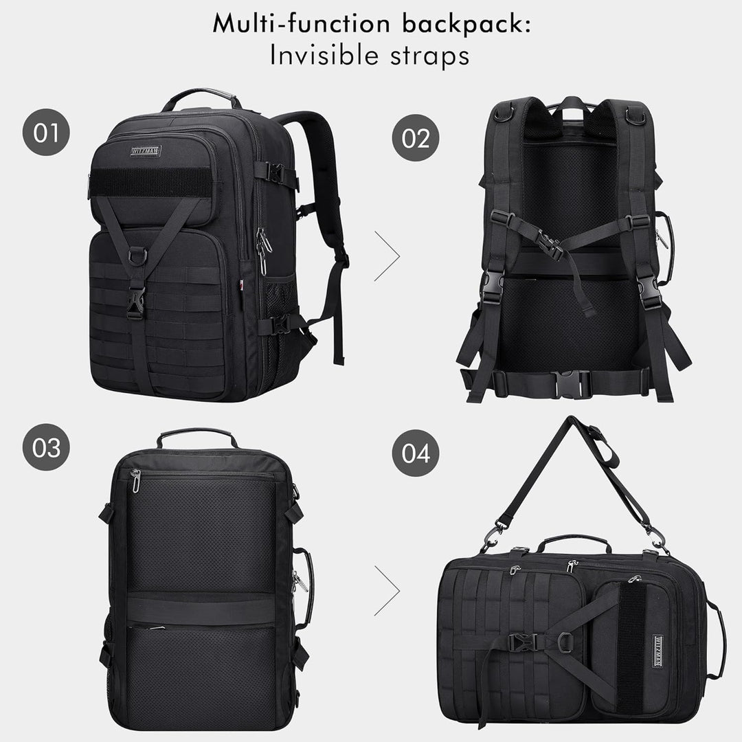 WITZMAN Mochila de viaje de mano para hombre, grande, convertible d...