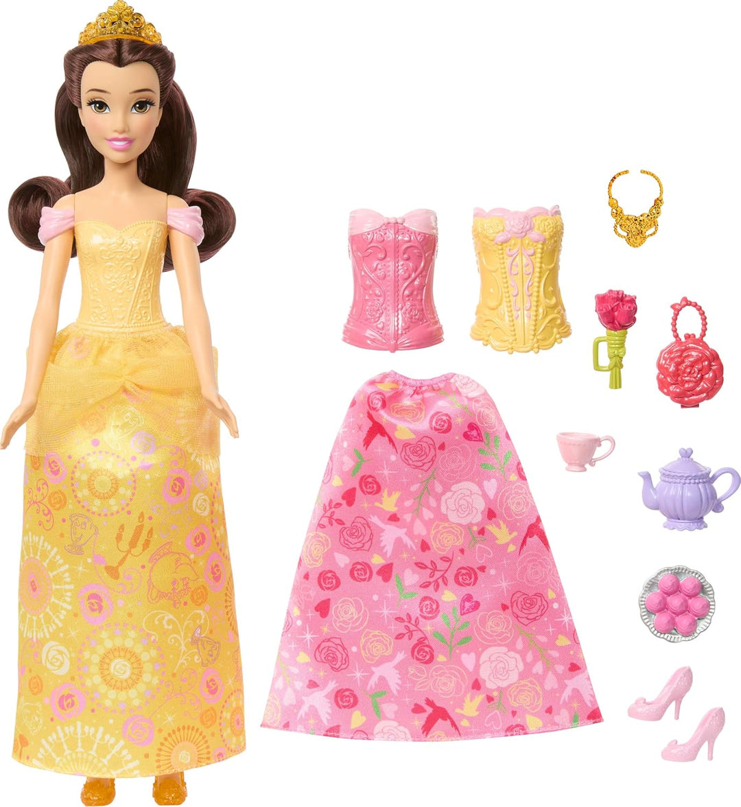 Mattel Disney Princess Toys muñeca Belle Fashion con 2
