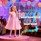 Máquina de karaoke con soporte para niños, 2 micrófonos inalámbricos