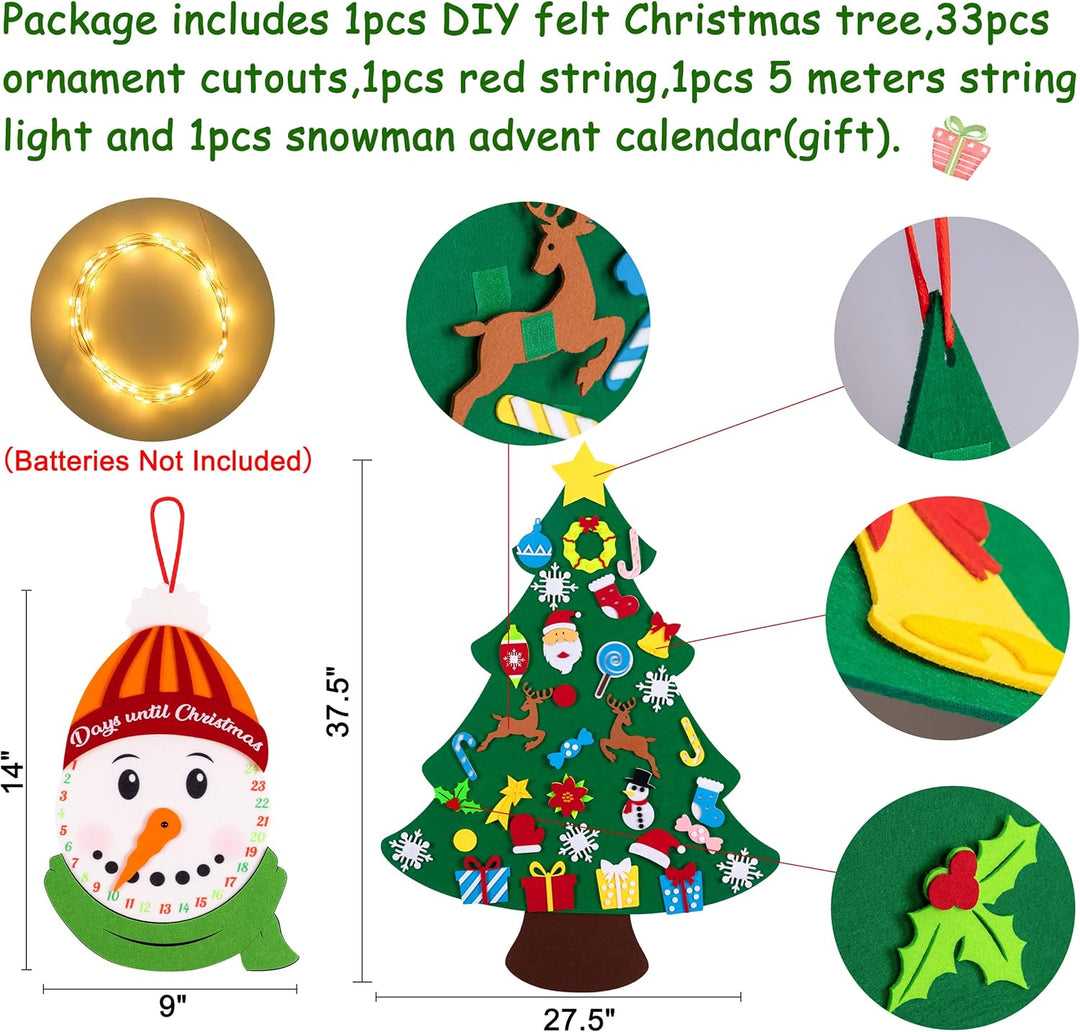 jollylife Juego de árbol de Navidad de fieltro de 3 pies